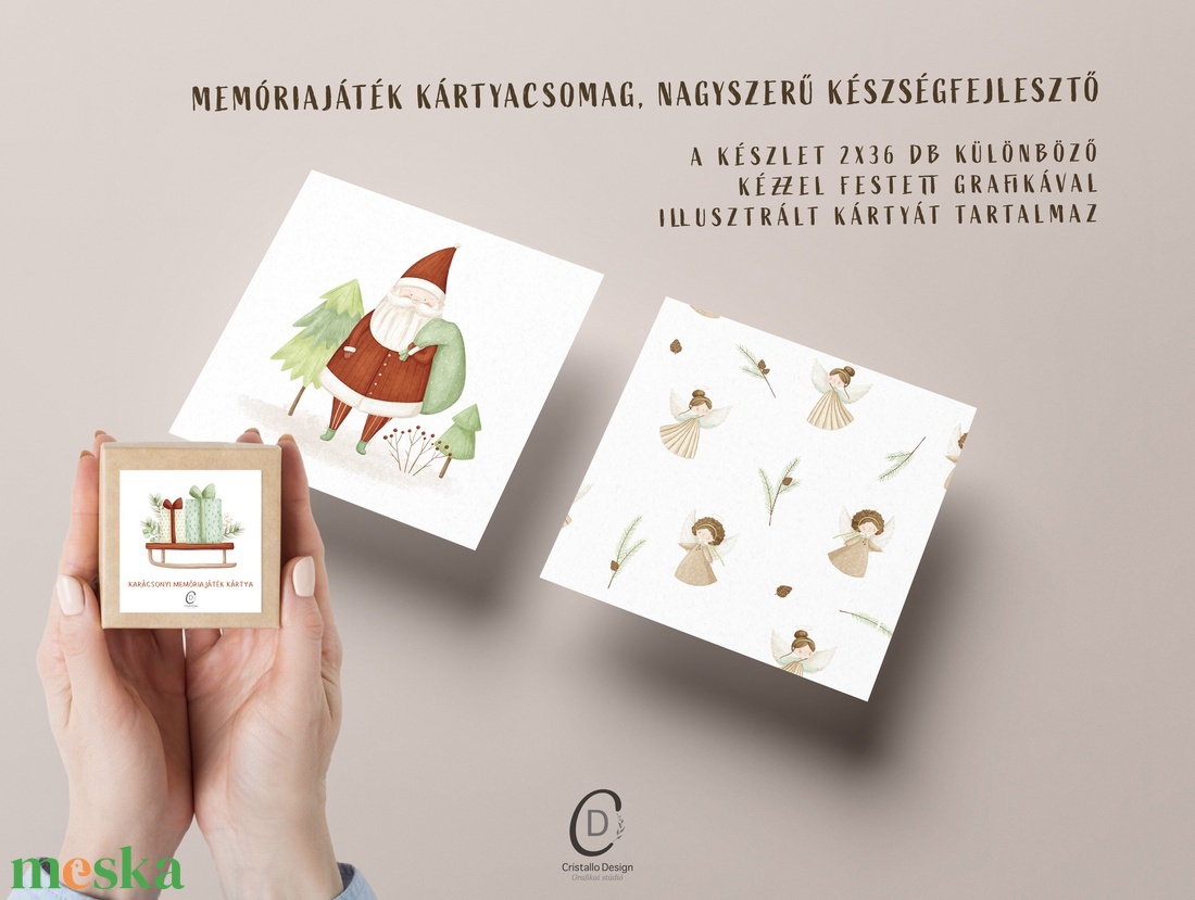Karácsonyi memóriajáték, fejlesztő kártyajáték szett 2x36 db - játék & sport - készségfejlesztő és logikai játék - memória játékok - Meska.hu