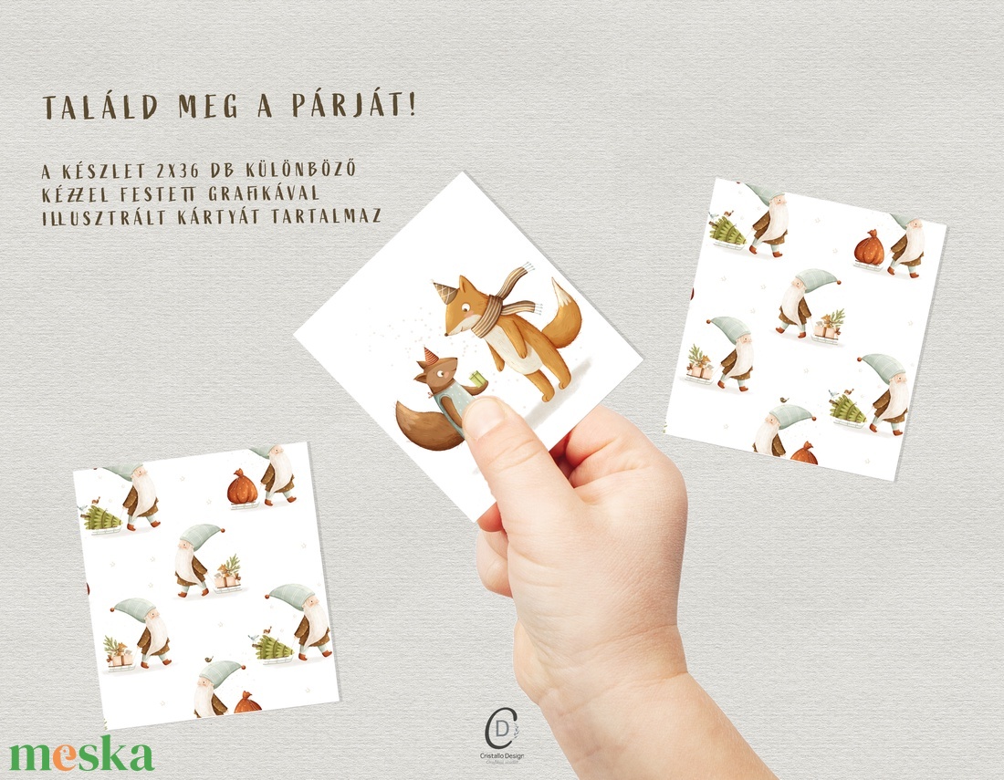 Karácsonyi memóriajáték, fejlesztő kártyajáték szett 2x36 db - játék & sport - készségfejlesztő és logikai játék - memória játékok - Meska.hu