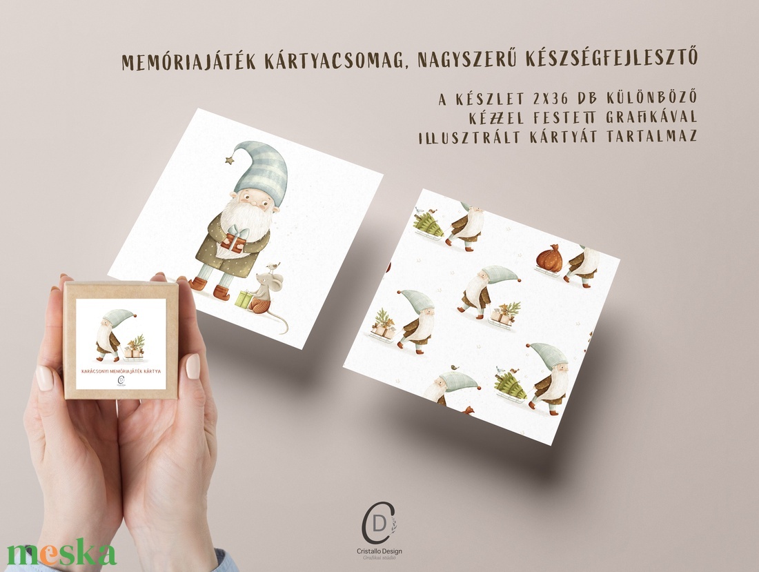 Karácsonyi memóriajáték, fejlesztő kártyajáték szett 2x36 db - játék & sport - készségfejlesztő és logikai játék - memória játékok - Meska.hu