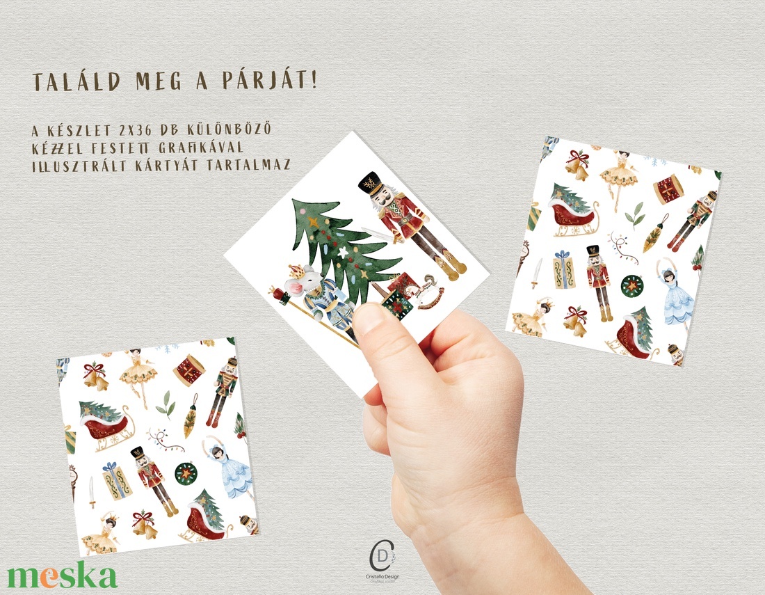 Karácsonyi memóriajáték, Diótörő mesés fejlesztő kártyajáték szett 2x36 db - játék & sport - készségfejlesztő és logikai játék - memória játékok - Meska.hu