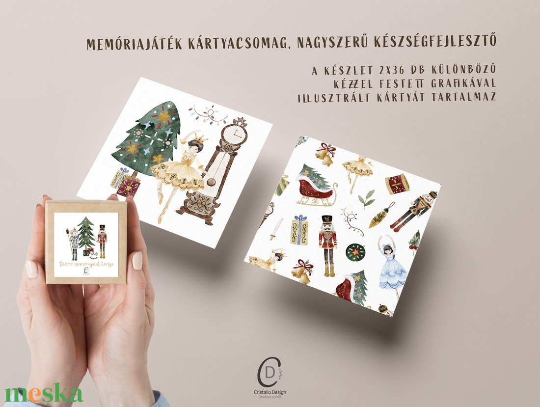 Karácsonyi memóriajáték, Diótörő mesés fejlesztő kártyajáték szett 2x36 db - játék & sport - készségfejlesztő és logikai játék - memória játékok - Meska.hu