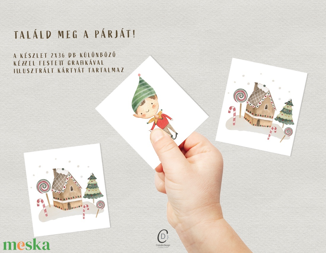 Memóriajáték, karácsonyi fejlesztő kártyajáték szett 2x36 db - játék & sport - készségfejlesztő és logikai játék - memória játékok - Meska.hu