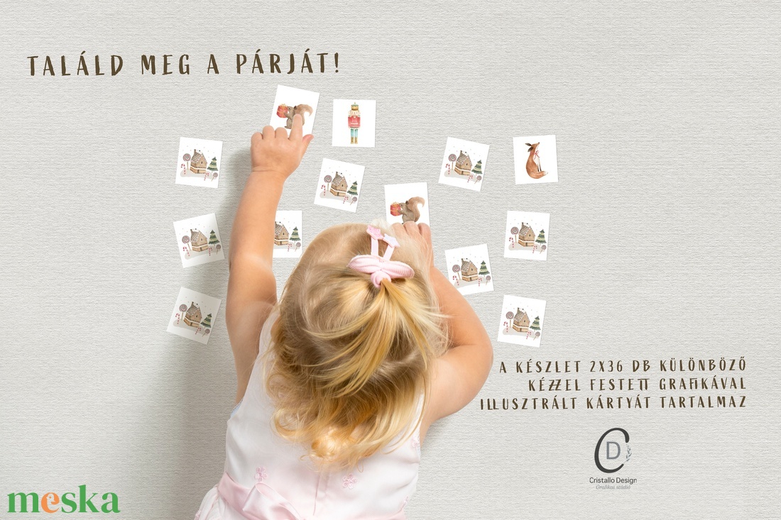 Memóriajáték, karácsonyi fejlesztő kártyajáték szett 2x36 db - játék & sport - készségfejlesztő és logikai játék - memória játékok - Meska.hu