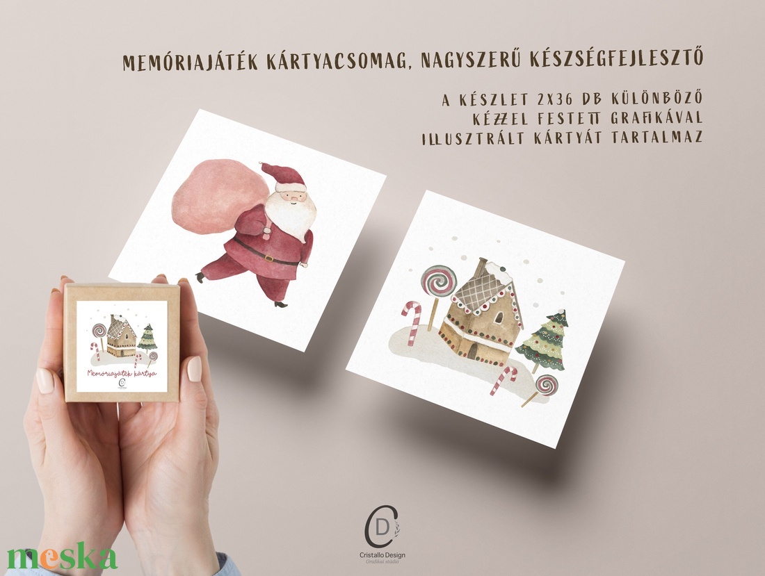Memóriajáték, karácsonyi fejlesztő kártyajáték szett 2x36 db - játék & sport - készségfejlesztő és logikai játék - memória játékok - Meska.hu