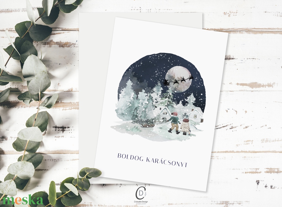 Karácsonyi képeslap, téli üdvözlőlap, Mikulás ajándékkísérő - karácsony - karácsonyi ajándékozás - karácsonyi képeslap, üdvözlőlap, ajándékkísérő - Meska.hu