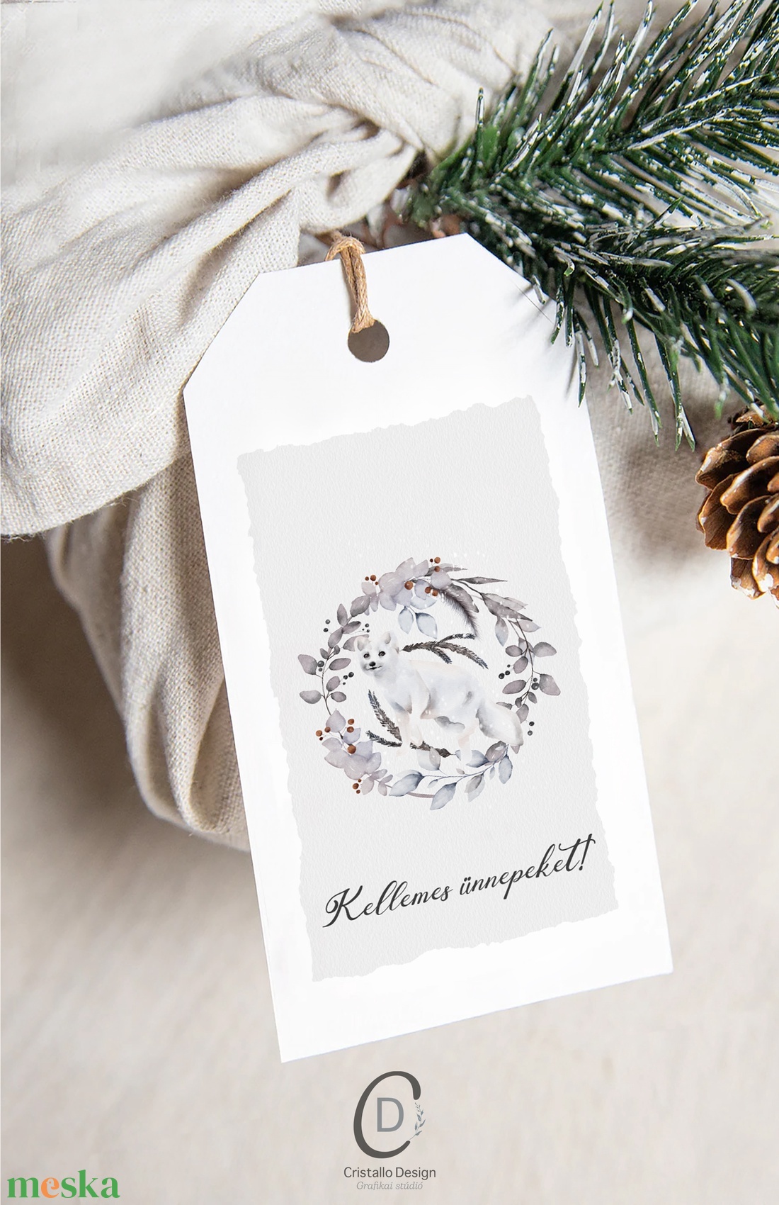 Karácsonyi ajándékkísérő, ajándékátadó címke szett 5 db, téli erdei állatos - karácsony - karácsonyi ajándékozás - karácsonyi képeslap, üdvözlőlap, ajándékkísérő - Meska.hu