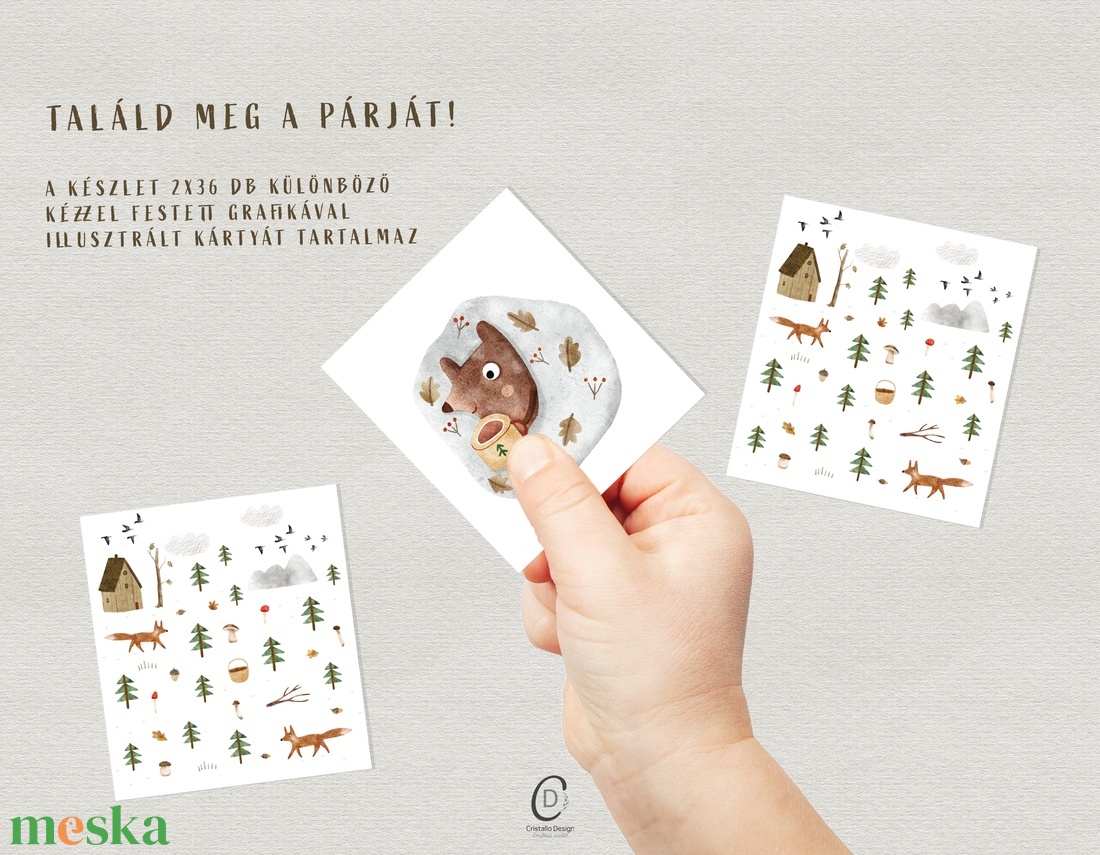 Memóriajáték, őszi fejlesztő kártyajáték szett 2x36 db - játék & sport - készségfejlesztő és logikai játék - memória játékok - Meska.hu