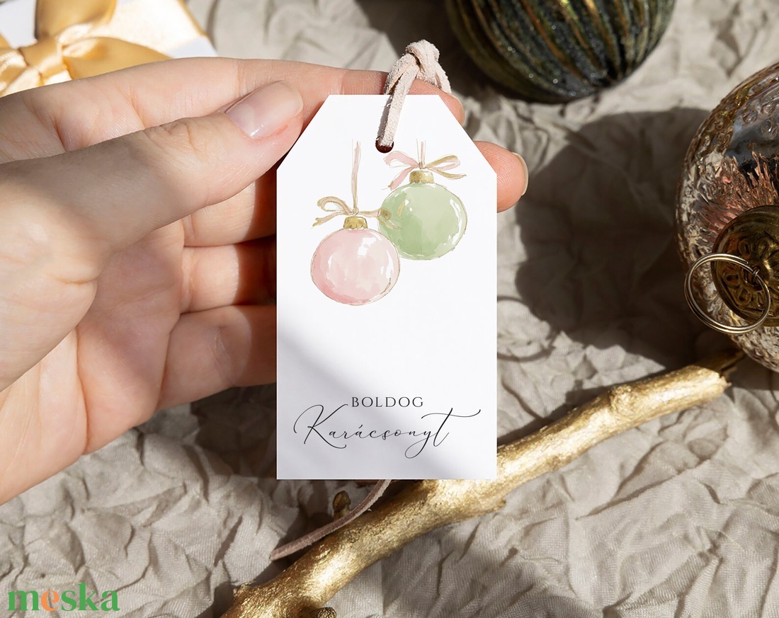 Karácsonyi ajándékkísérő, greenery, pink ajándékátadó címke 6 db - karácsony - karácsonyi ajándékozás - karácsonyi képeslap, üdvözlőlap, ajándékkísérő - Meska.hu