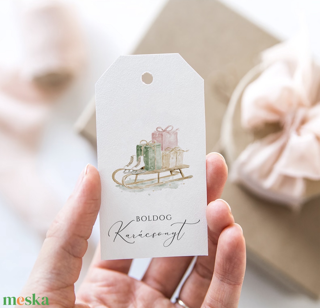 Karácsonyi ajándékkísérő, greenery, pink ajándékátadó címke szett 6 db - karácsony - karácsonyi ajándékozás - karácsonyi képeslap, üdvözlőlap, ajándékkísérő - Meska.hu