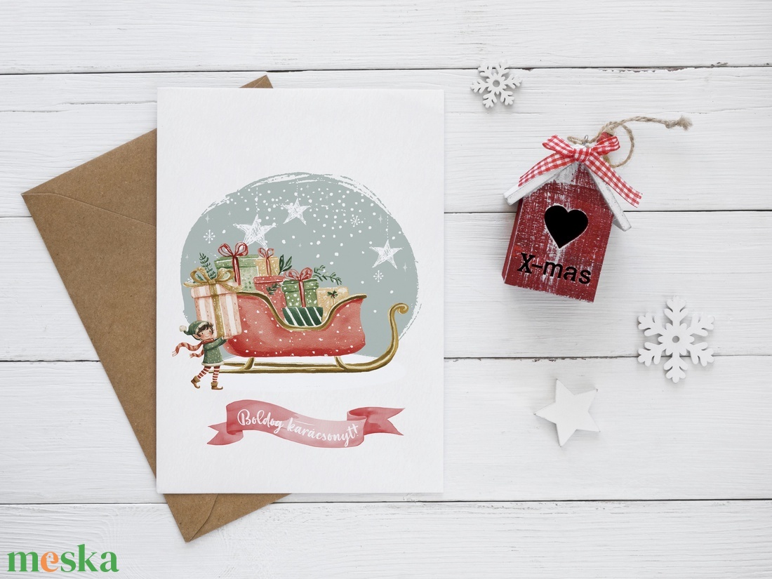 Karácsonyi képeslap, téli üdvözlőlap, ajándékkísérő szett 3 db - karácsony - karácsonyi ajándékozás - karácsonyi képeslap, üdvözlőlap, ajándékkísérő - Meska.hu