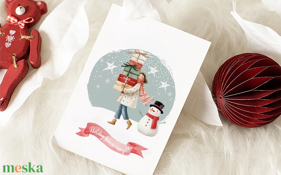 Karácsonyi képeslap, téli üdvözlőlap, ajándékkísérő szett 3 db - karácsony - karácsonyi ajándékozás - karácsonyi képeslap, üdvözlőlap, ajándékkísérő - Meska.hu