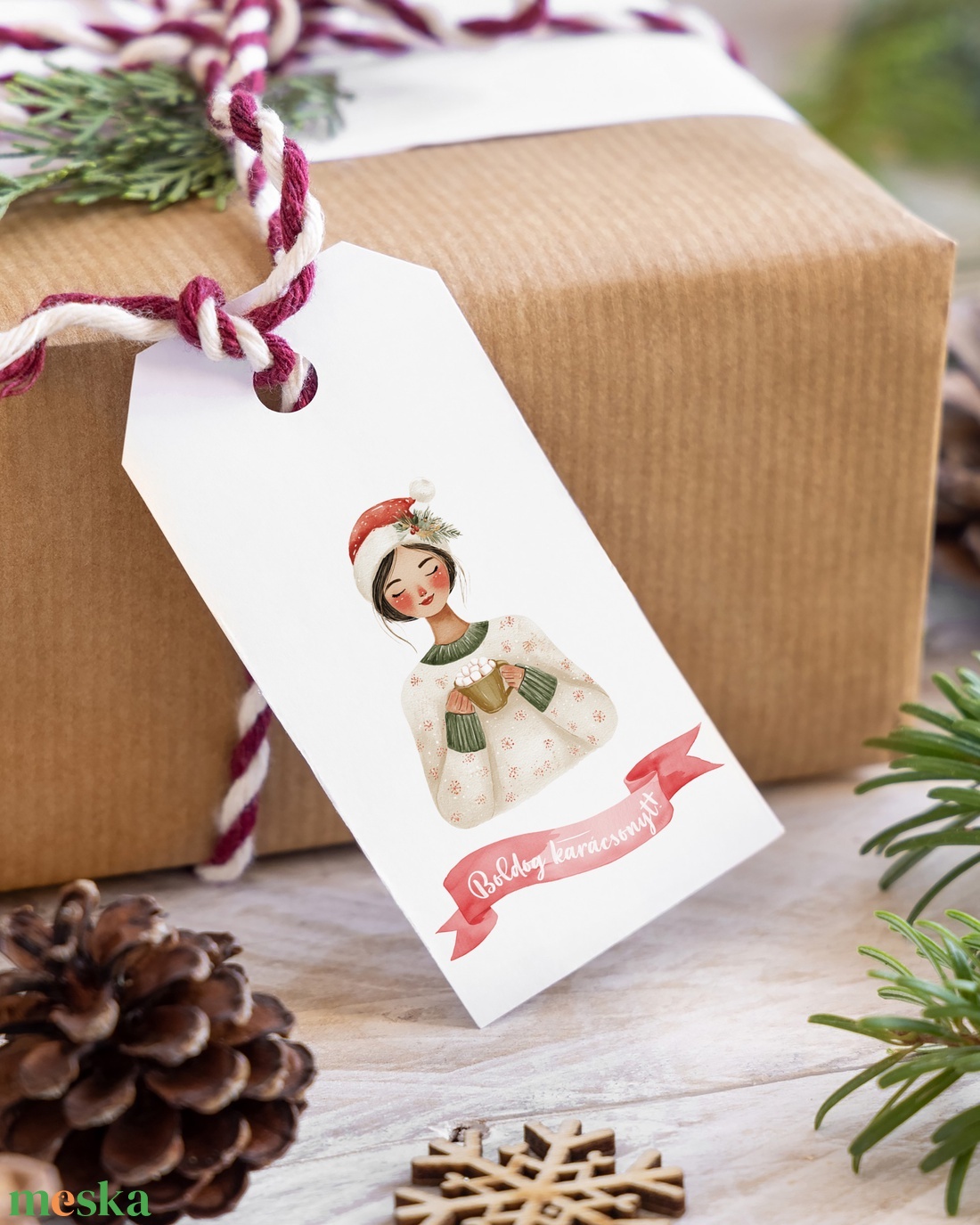 Karácsonyi ajándékkísérő, Mikulás ajándékátadó címke szett 6 db - karácsony - karácsonyi ajándékozás - karácsonyi képeslap, üdvözlőlap, ajándékkísérő - Meska.hu