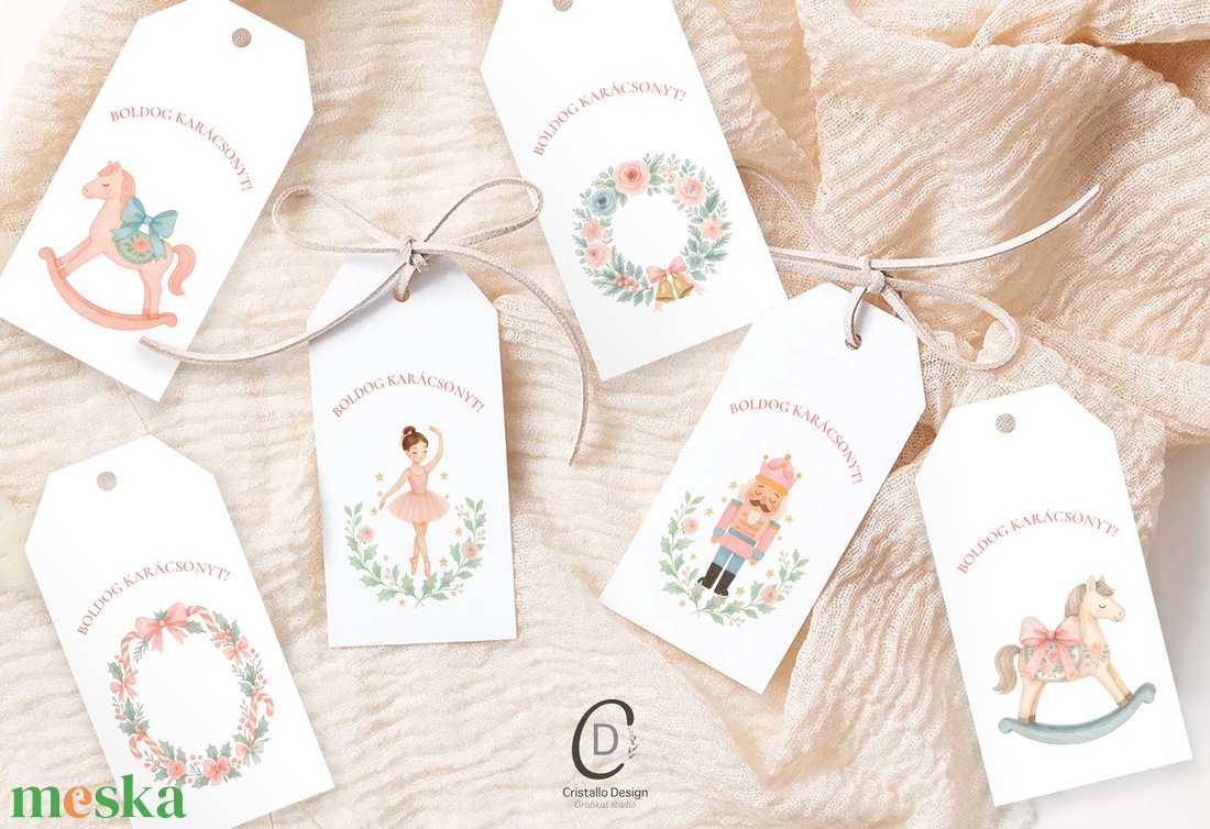Karácsonyi ajándékkísérő, diótörő ajándékátadó címke szett 6 db - karácsony - karácsonyi ajándékozás - karácsonyi képeslap, üdvözlőlap, ajándékkísérő - Meska.hu