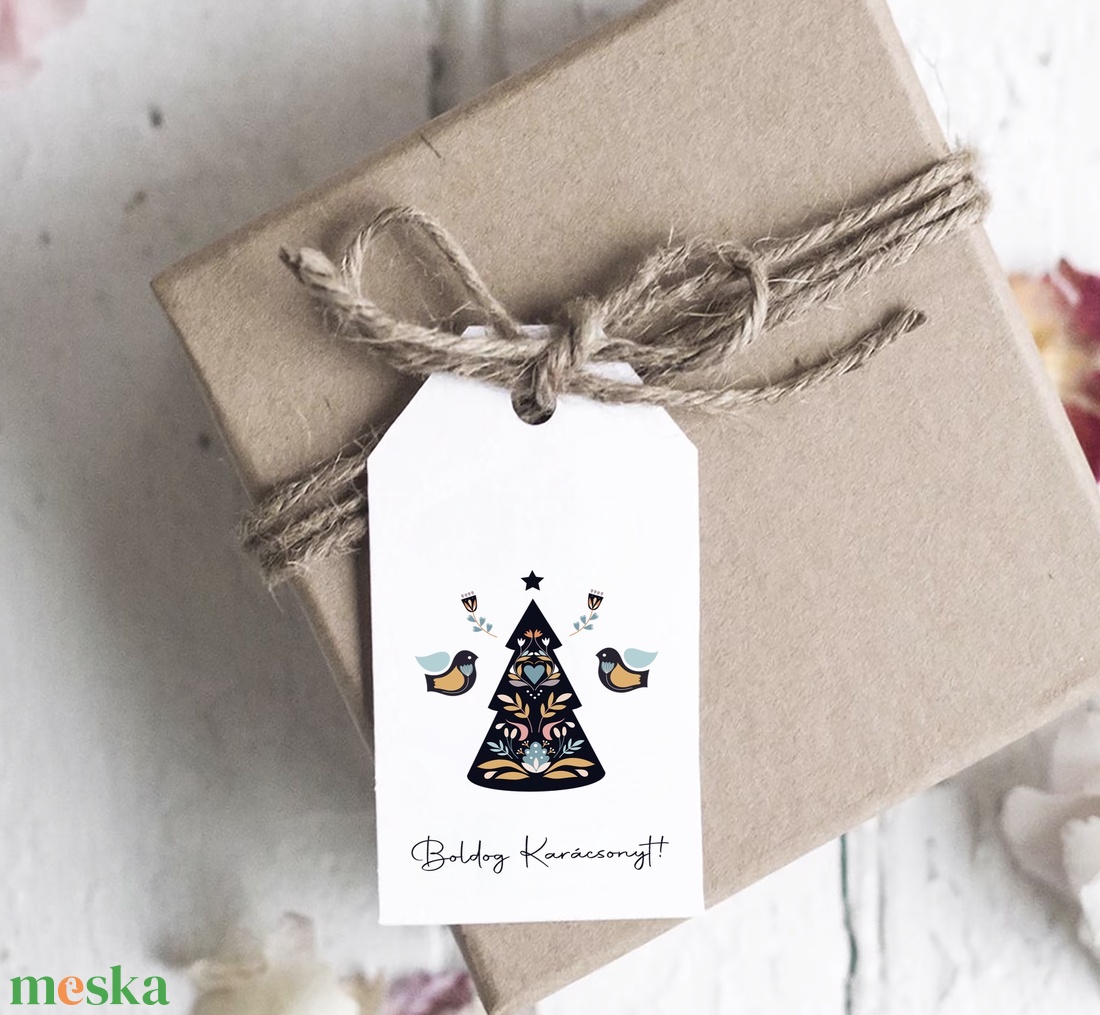 Karácsonyi ajándékkísérő kártya, ajándékátadó címke szett 4 db - karácsony - karácsonyi ajándékozás - karácsonyi képeslap, üdvözlőlap, ajándékkísérő - Meska.hu