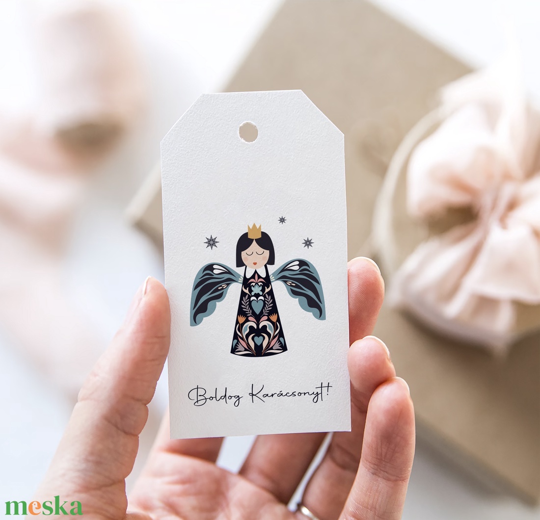 Karácsonyi ajándékkísérő kártya, ajándékátadó címke szett 4 db - karácsony - karácsonyi ajándékozás - karácsonyi képeslap, üdvözlőlap, ajándékkísérő - Meska.hu