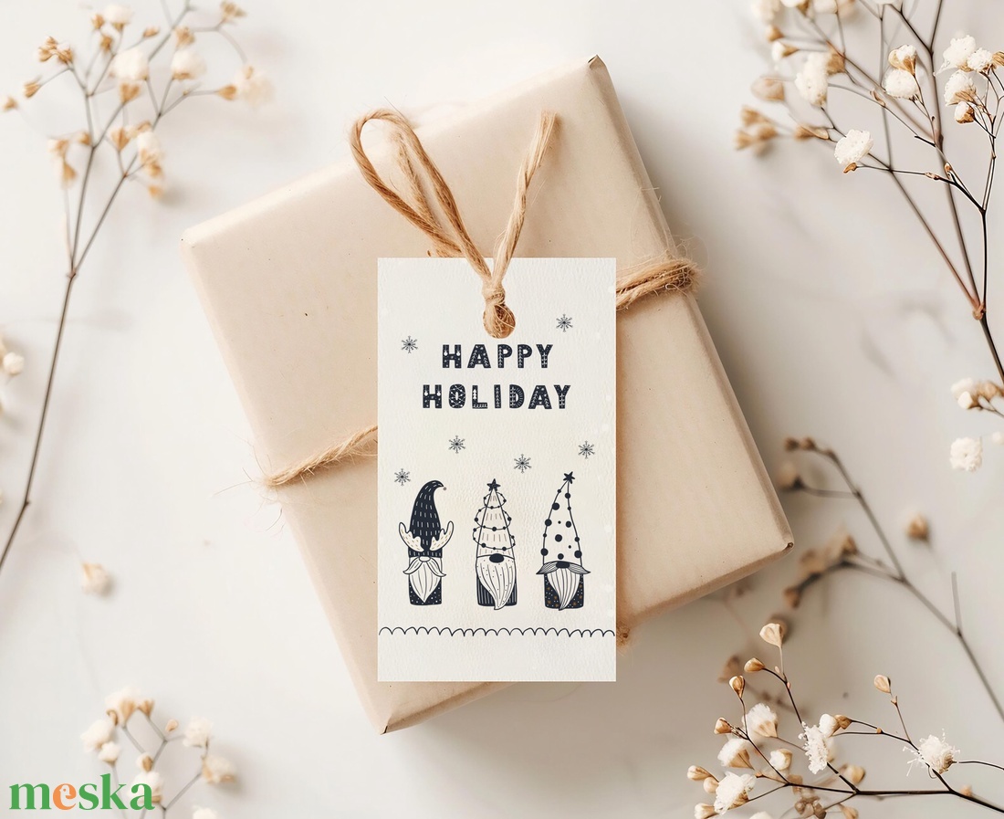 Karácsonyi ajándékkísérő, Hygge ajándékátadó címke szett 5 db - karácsony - karácsonyi ajándékozás - karácsonyi képeslap, üdvözlőlap, ajándékkísérő - Meska.hu
