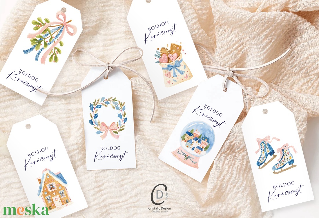 Karácsonyi ajándékkísérő, ajándékátadó címke szett 6 db - karácsony - karácsonyi ajándékozás - karácsonyi képeslap, üdvözlőlap, ajándékkísérő - Meska.hu