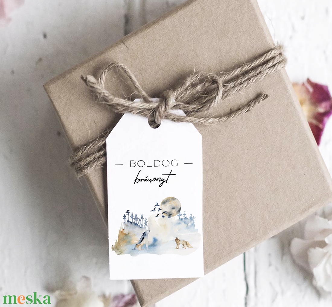 Karácsonyi ajándékkísérő, ajándékátadó címke szett 6 db - karácsony - karácsonyi ajándékozás - karácsonyi képeslap, üdvözlőlap, ajándékkísérő - Meska.hu