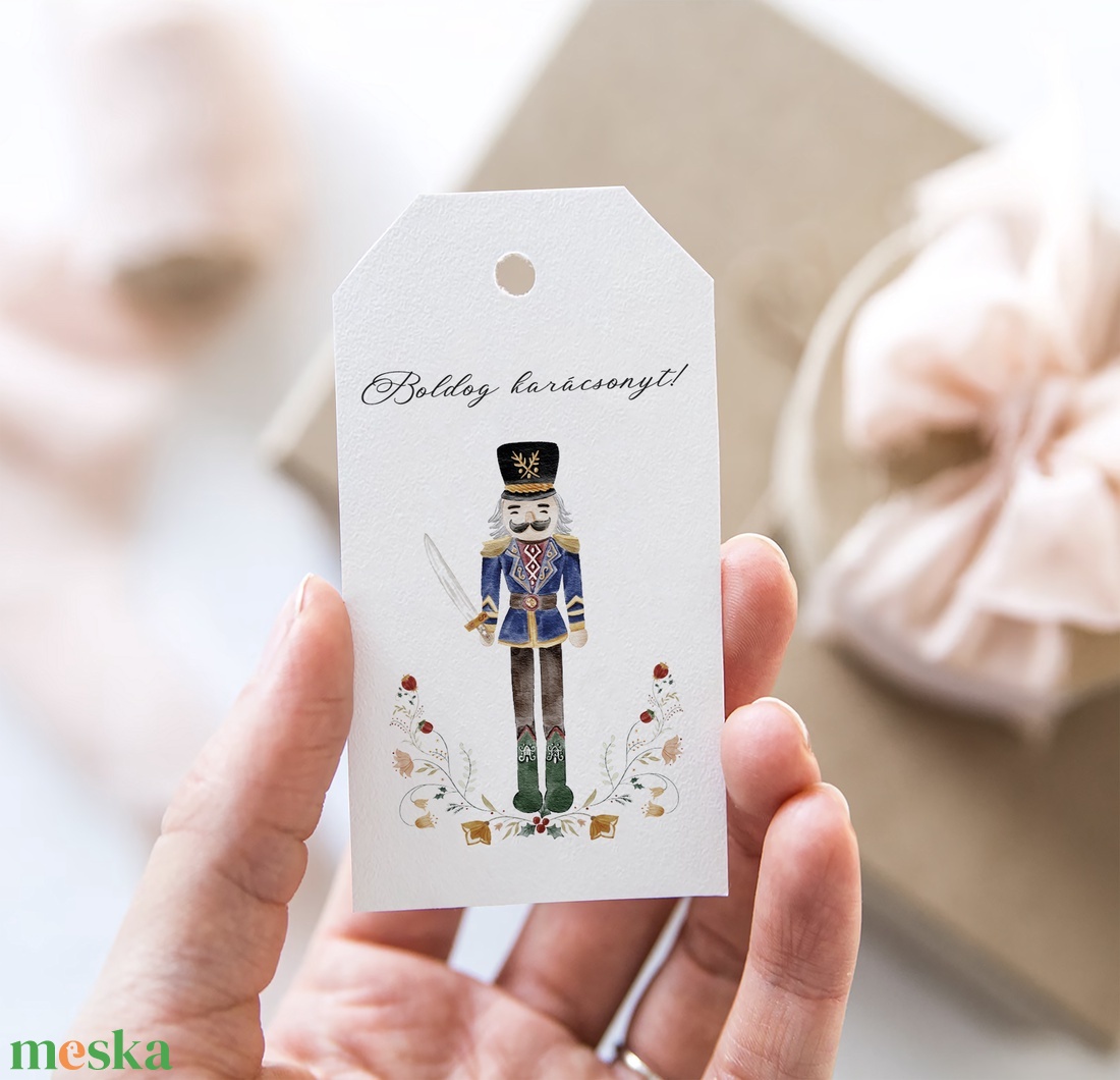 Karácsonyi ajándékkísérő, Diótörő ajándékátadó címke szett 6 db - karácsony - karácsonyi ajándékozás - karácsonyi képeslap, üdvözlőlap, ajándékkísérő - Meska.hu