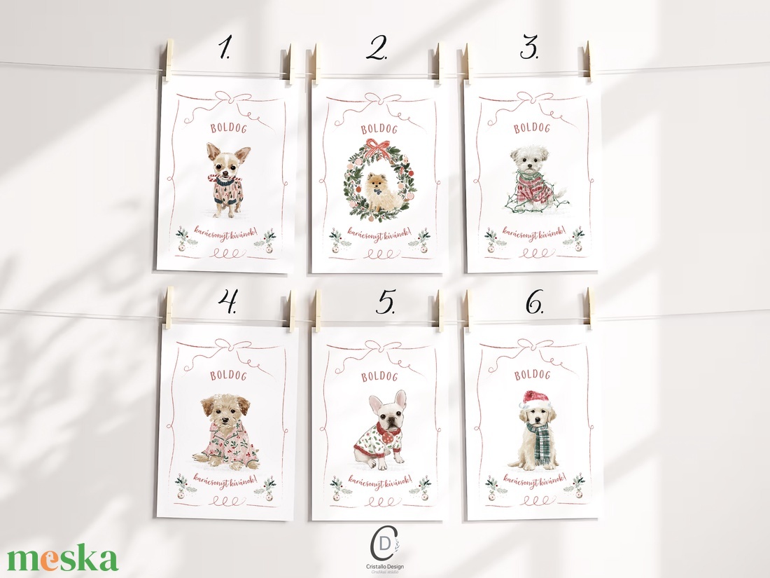 Kutyás karácsonyi képeslap, ünnepi üdvözlőlap, ajándékkísérő - karácsony - karácsonyi ajándékozás - karácsonyi képeslap, üdvözlőlap, ajándékkísérő - Meska.hu