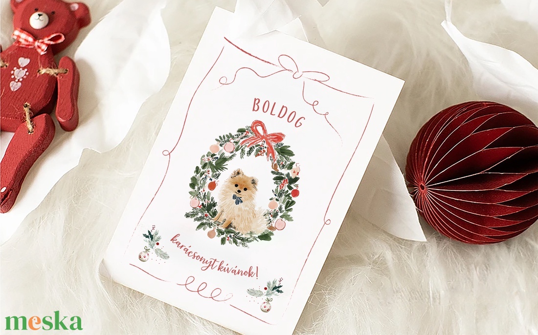Kutyás karácsonyi képeslap, ünnepi üdvözlőlap, ajándékkísérő - karácsony - karácsonyi ajándékozás - karácsonyi képeslap, üdvözlőlap, ajándékkísérő - Meska.hu