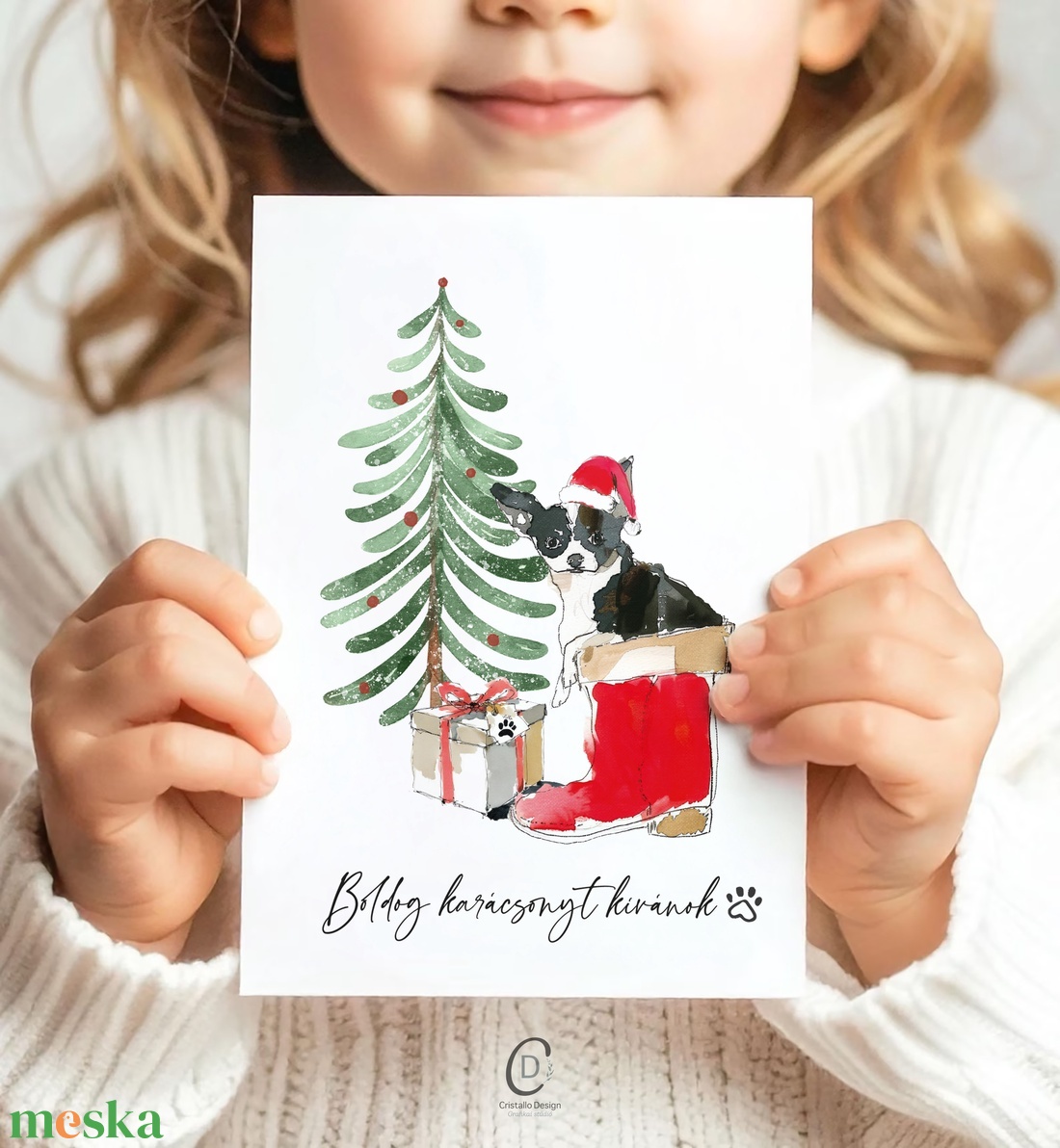 Kutyás karácsonyi képeslap, ünnepi üdvözlőlap, ajándékkísérő - karácsony - karácsonyi ajándékozás - karácsonyi képeslap, üdvözlőlap, ajándékkísérő - Meska.hu