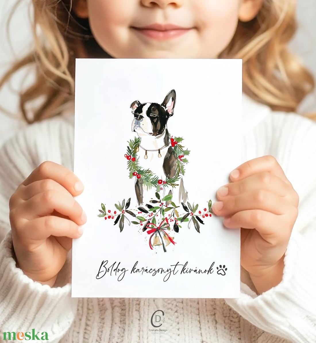Kutyás karácsonyi képeslap, ünnepi üdvözlőlap, ajándékkísérő - karácsony - karácsonyi ajándékozás - karácsonyi képeslap, üdvözlőlap, ajándékkísérő - Meska.hu