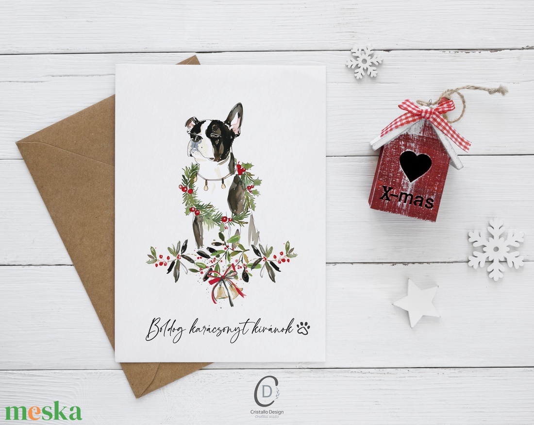 Kutyás karácsonyi képeslap, ünnepi üdvözlőlap, ajándékkísérő - karácsony - karácsonyi ajándékozás - karácsonyi képeslap, üdvözlőlap, ajándékkísérő - Meska.hu