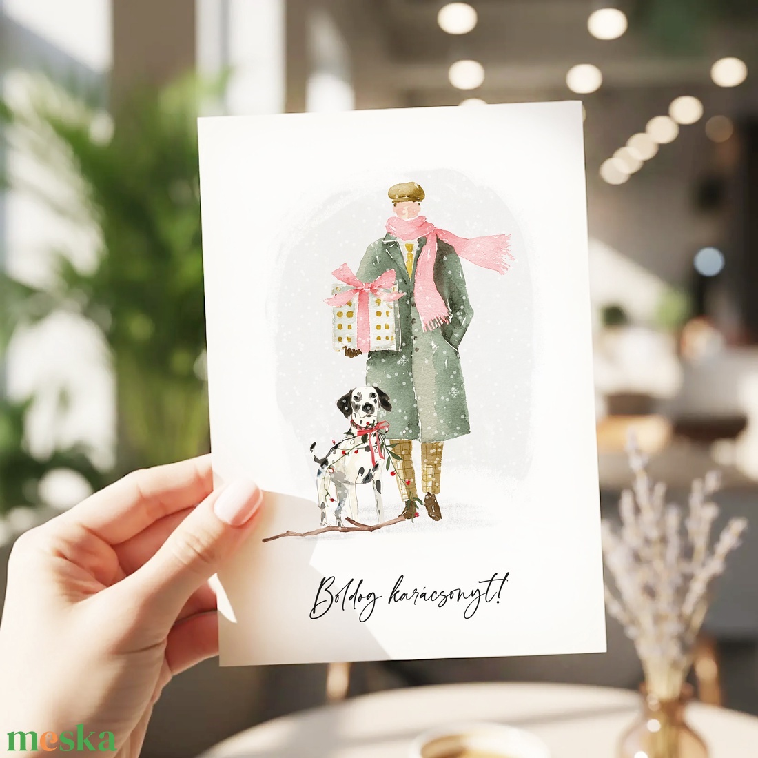 Karácsonyi képeslap, kutyás üdvözlőlap, ajándékkísérő - karácsony - karácsonyi ajándékozás - karácsonyi képeslap, üdvözlőlap, ajándékkísérő - Meska.hu