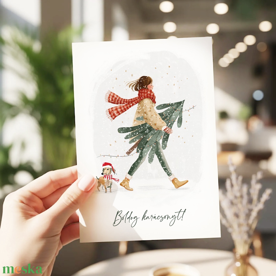 Karácsonyi képeslap, kutyás üdvözlőlap, ajándékkísérő - karácsony - karácsonyi ajándékozás - karácsonyi képeslap, üdvözlőlap, ajándékkísérő - Meska.hu