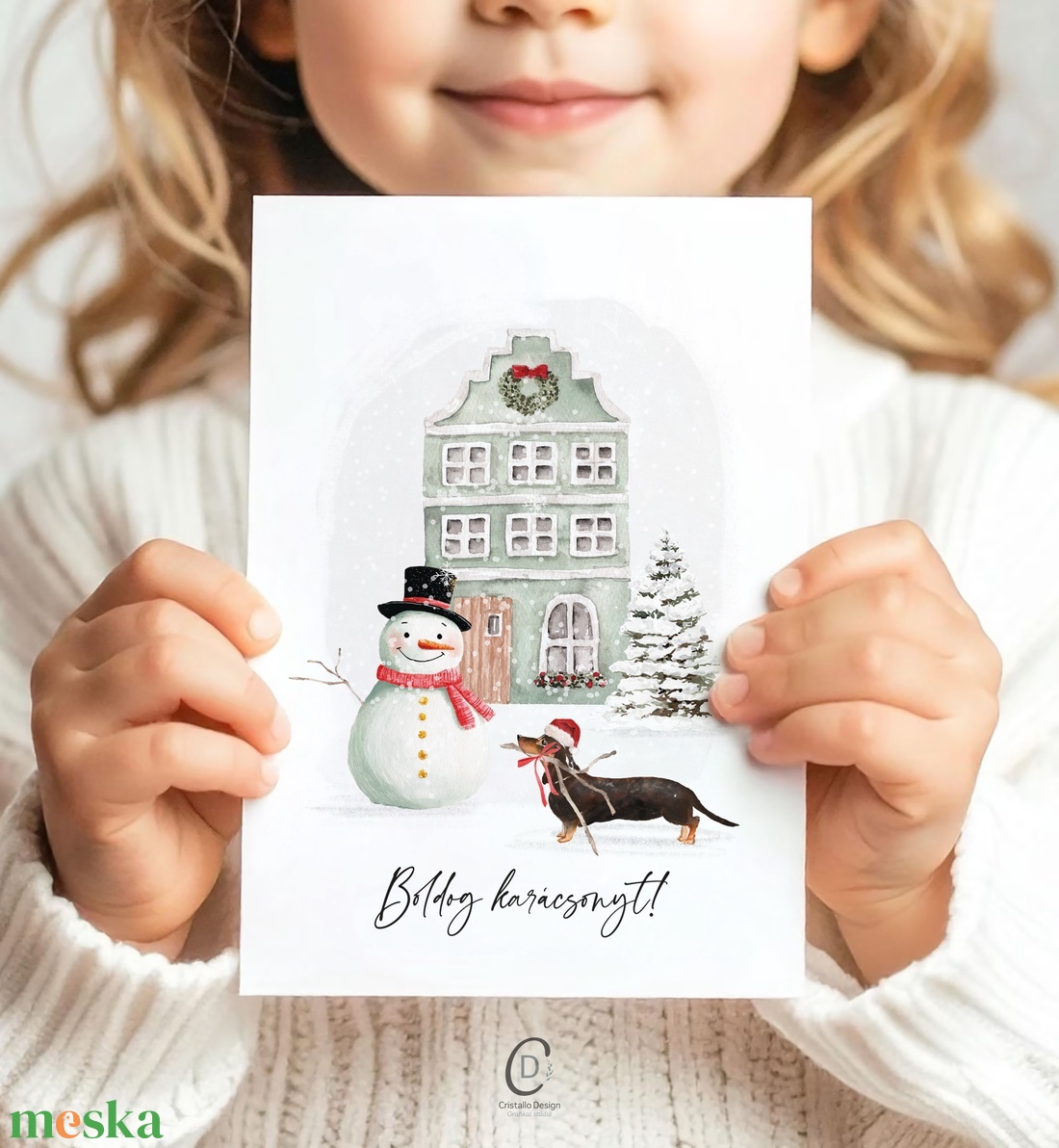 Karácsonyi képeslap, kutyás üdvözlőlap, ajándékkísérő - karácsony - karácsonyi ajándékozás - karácsonyi képeslap, üdvözlőlap, ajándékkísérő - Meska.hu