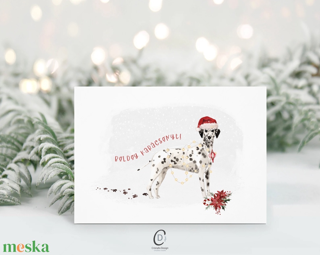 Karácsonyi képeslap, kutyás üdvözlőlap, ajándékkísérő - karácsony - karácsonyi ajándékozás - karácsonyi képeslap, üdvözlőlap, ajándékkísérő - Meska.hu