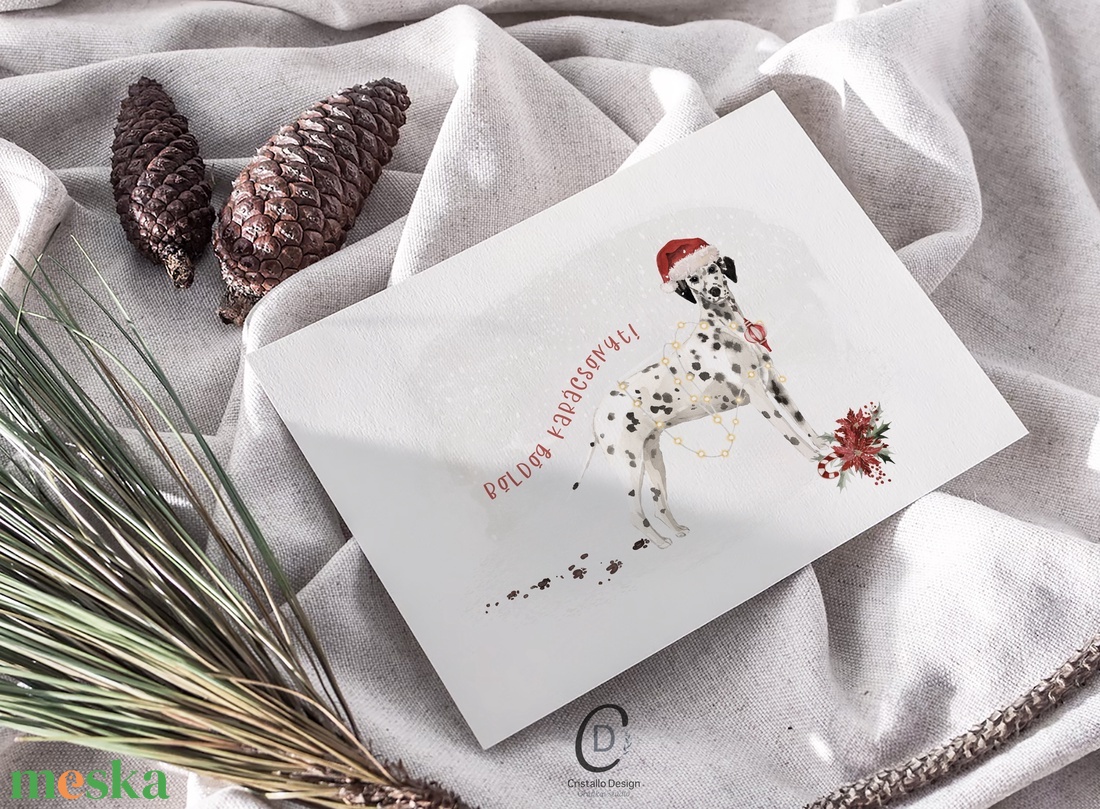 Karácsonyi képeslap, kutyás üdvözlőlap, ajándékkísérő - karácsony - karácsonyi ajándékozás - karácsonyi képeslap, üdvözlőlap, ajándékkísérő - Meska.hu