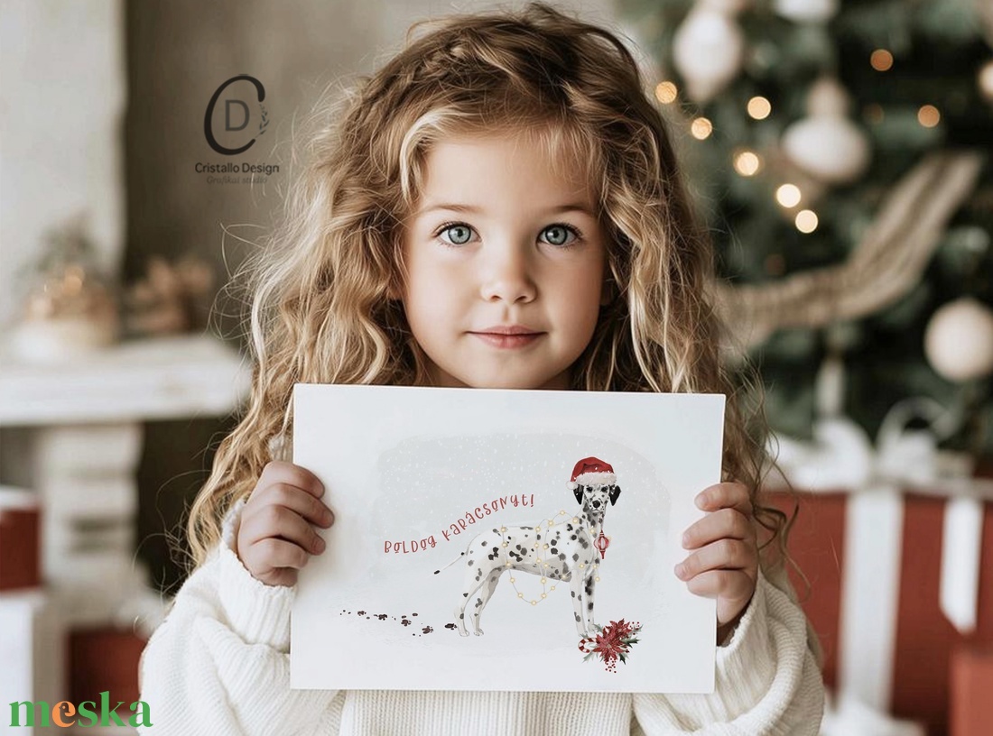 Karácsonyi képeslap, kutyás üdvözlőlap, ajándékkísérő - karácsony - karácsonyi ajándékozás - karácsonyi képeslap, üdvözlőlap, ajándékkísérő - Meska.hu