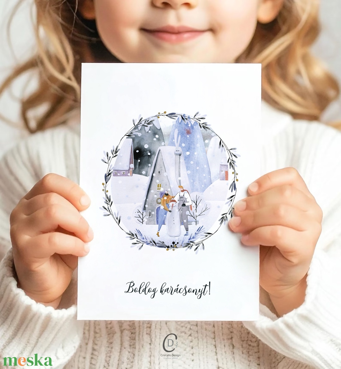 Karácsonyi képeslap, téli üdvözlőlap, hóemberes ajándékkísérő  - karácsony - karácsonyi ajándékozás - karácsonyi képeslap, üdvözlőlap, ajándékkísérő - Meska.hu