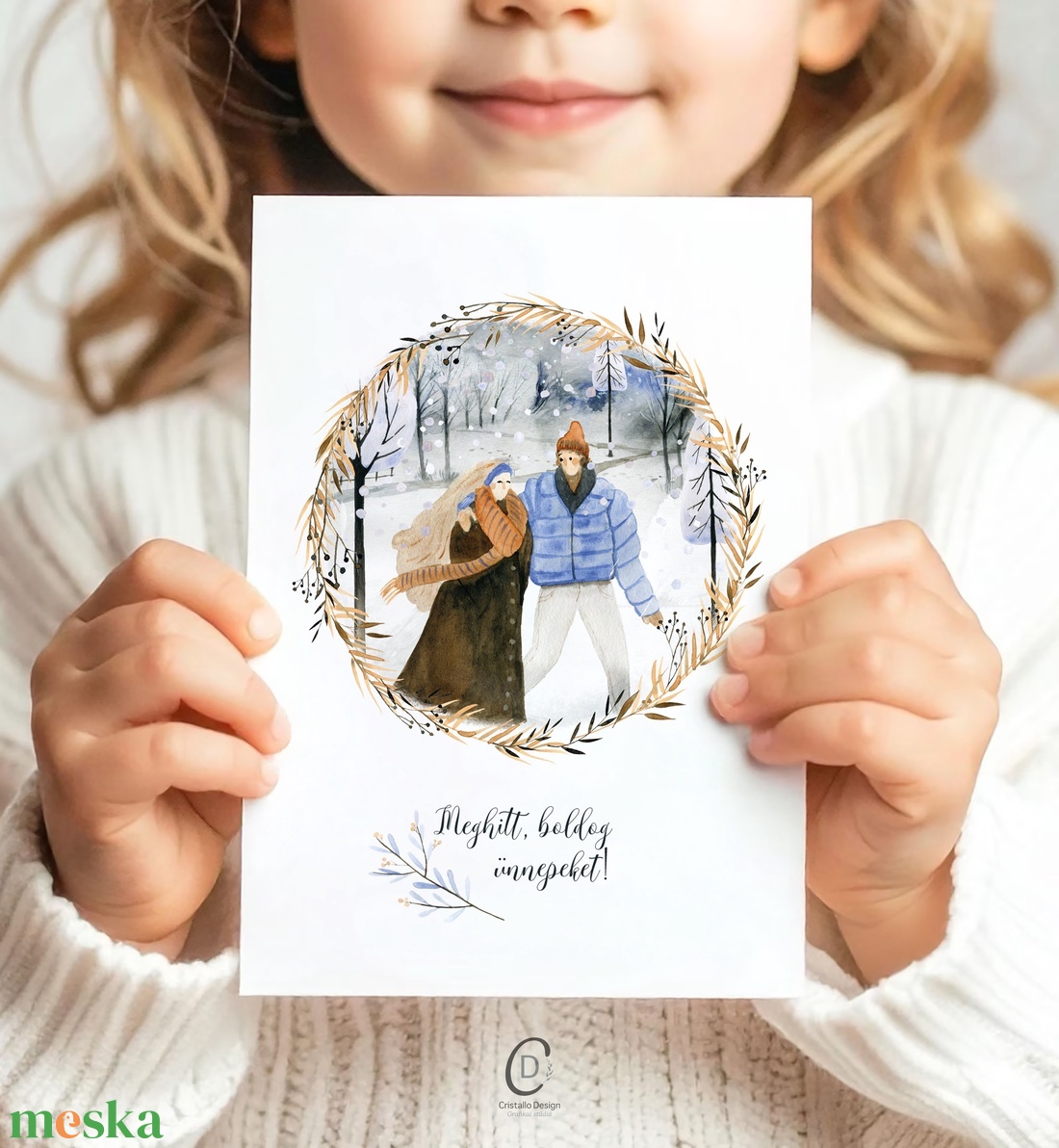 Karácsonyi képeslap, téli üdvözlőlap, páros ajándékkísérő  - karácsony - karácsonyi ajándékozás - karácsonyi képeslap, üdvözlőlap, ajándékkísérő - Meska.hu