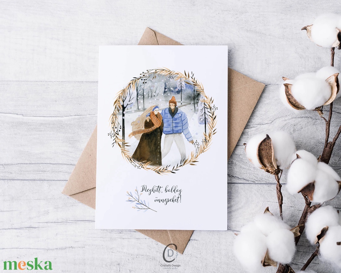 Karácsonyi képeslap, téli üdvözlőlap, páros ajándékkísérő  - karácsony - karácsonyi ajándékozás - karácsonyi képeslap, üdvözlőlap, ajándékkísérő - Meska.hu