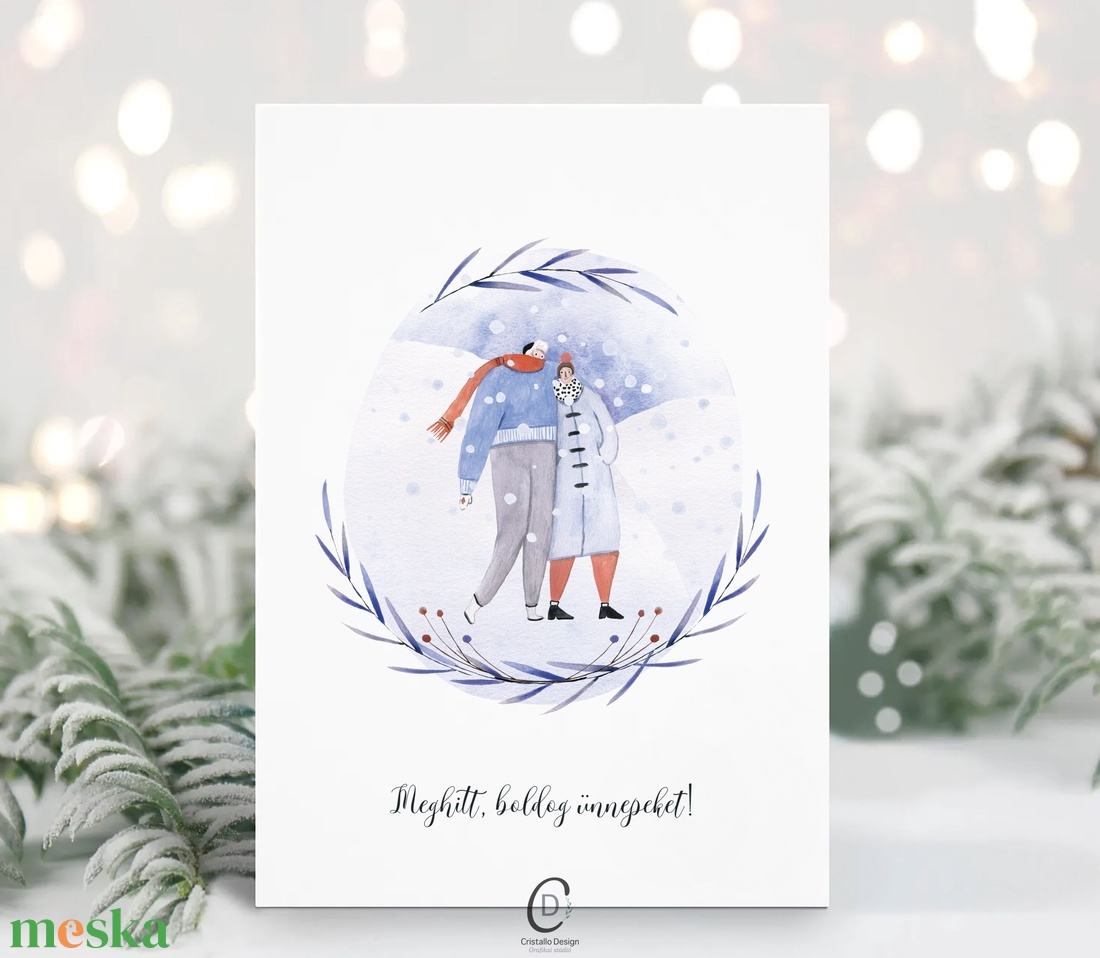 Karácsonyi képeslap, téli üdvözlőlap, páros ajándékkísérő  - karácsony - karácsonyi ajándékozás - karácsonyi képeslap, üdvözlőlap, ajándékkísérő - Meska.hu
