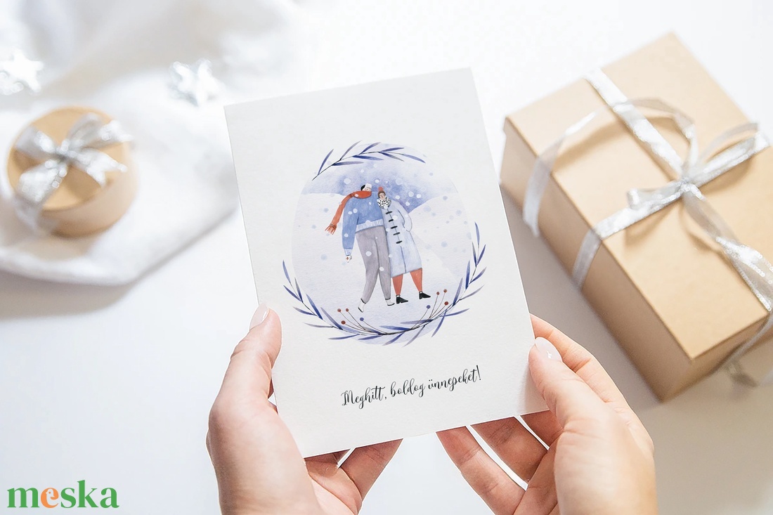 Karácsonyi képeslap, téli üdvözlőlap, páros ajándékkísérő  - karácsony - karácsonyi ajándékozás - karácsonyi képeslap, üdvözlőlap, ajándékkísérő - Meska.hu
