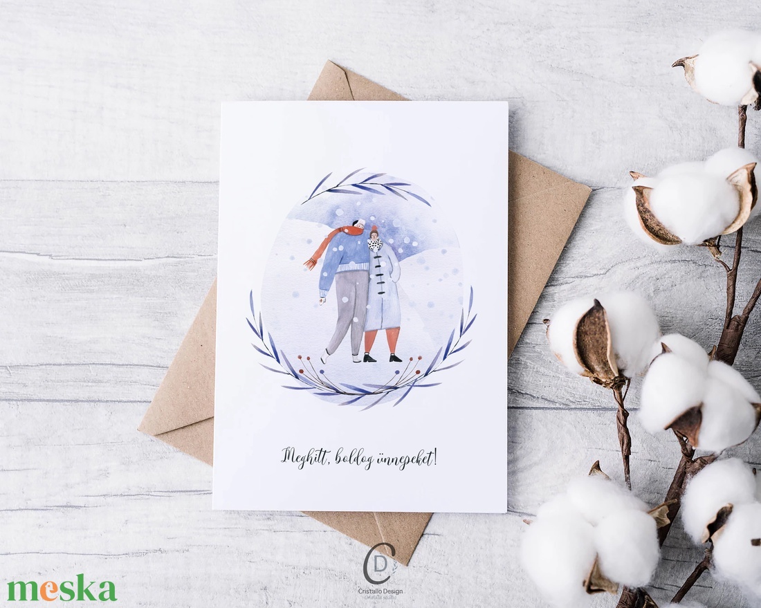 Karácsonyi képeslap, téli üdvözlőlap, páros ajándékkísérő  - karácsony - karácsonyi ajándékozás - karácsonyi képeslap, üdvözlőlap, ajándékkísérő - Meska.hu