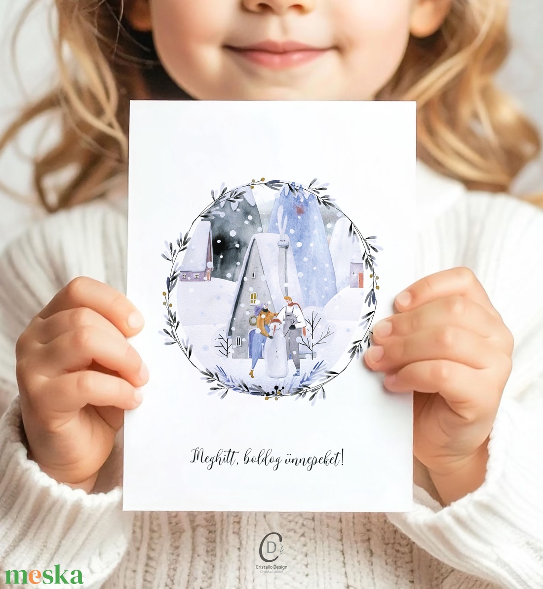 Karácsonyi képeslap, téli üdvözlőlap, hóemberes ajándékkísérő  - karácsony - karácsonyi ajándékozás - karácsonyi képeslap, üdvözlőlap, ajándékkísérő - Meska.hu