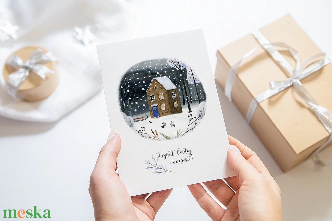 Karácsonyi képeslap, téli üdvözlőlap, erdei ajándékkísérő - karácsony - karácsonyi ajándékozás - karácsonyi képeslap, üdvözlőlap, ajándékkísérő - Meska.hu