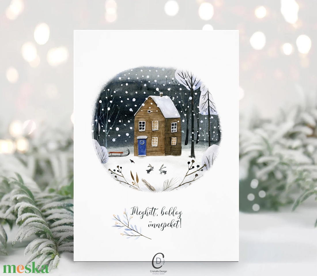 Karácsonyi képeslap, téli üdvözlőlap, erdei ajándékkísérő - karácsony - karácsonyi ajándékozás - karácsonyi képeslap, üdvözlőlap, ajándékkísérő - Meska.hu