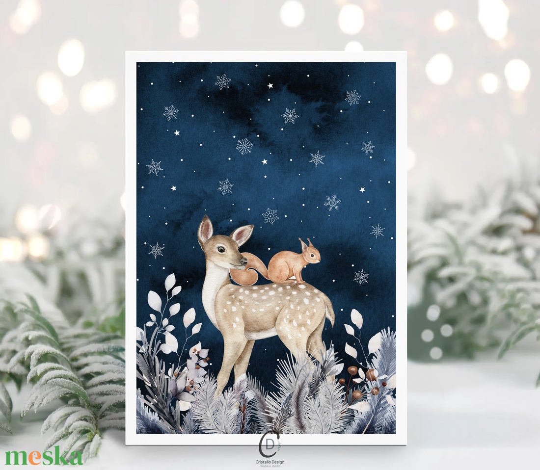 Karácsonyi képeslap, üdvözlőlap, erdei állatos ajándékkísérő - karácsony - karácsonyi ajándékozás - karácsonyi képeslap, üdvözlőlap, ajándékkísérő - Meska.hu