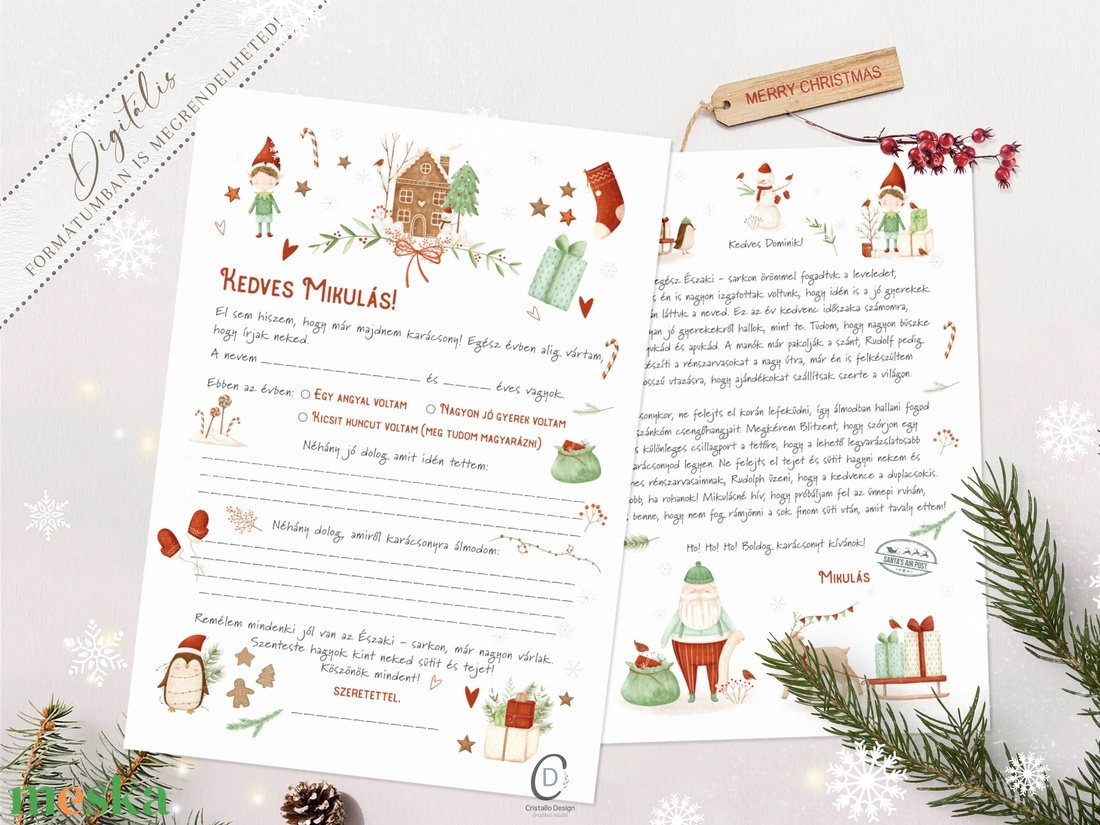 Mikulás levél, levél a Mikulásnak, borítékkal, karácsonyi - karácsony - mikulás - mikulás ajándékok - Meska.hu