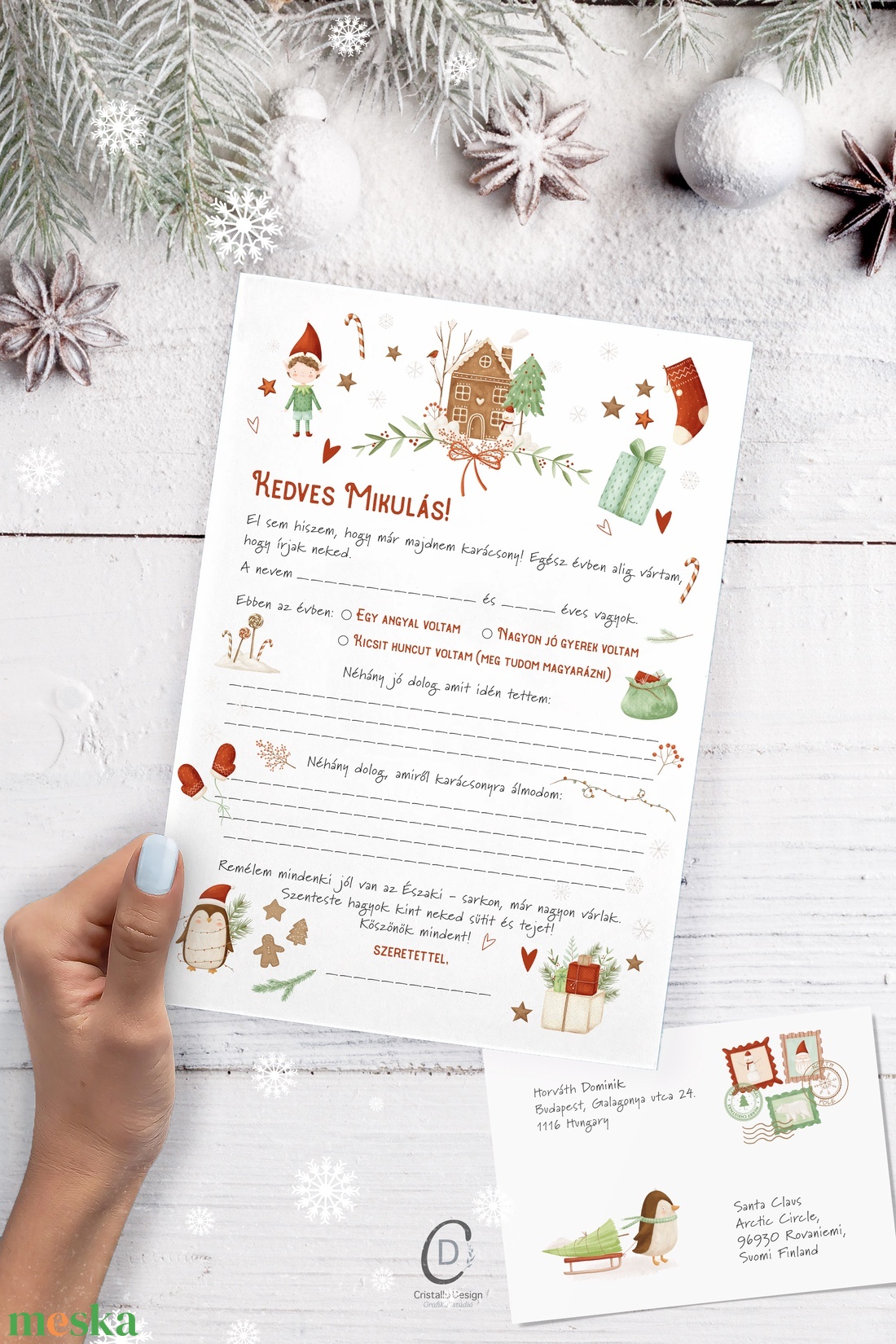 Mikulás levél, levél a Mikulásnak, borítékkal, karácsonyi - karácsony - mikulás - mikulás ajándékok - Meska.hu