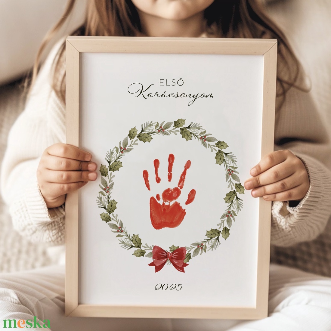 Karácsonyi ajándék, egyedi kézlenyomatos poszter, első karácsony - karácsony - karácsonyi lakásdekoráció - karácsonyi lakásdíszek - Meska.hu