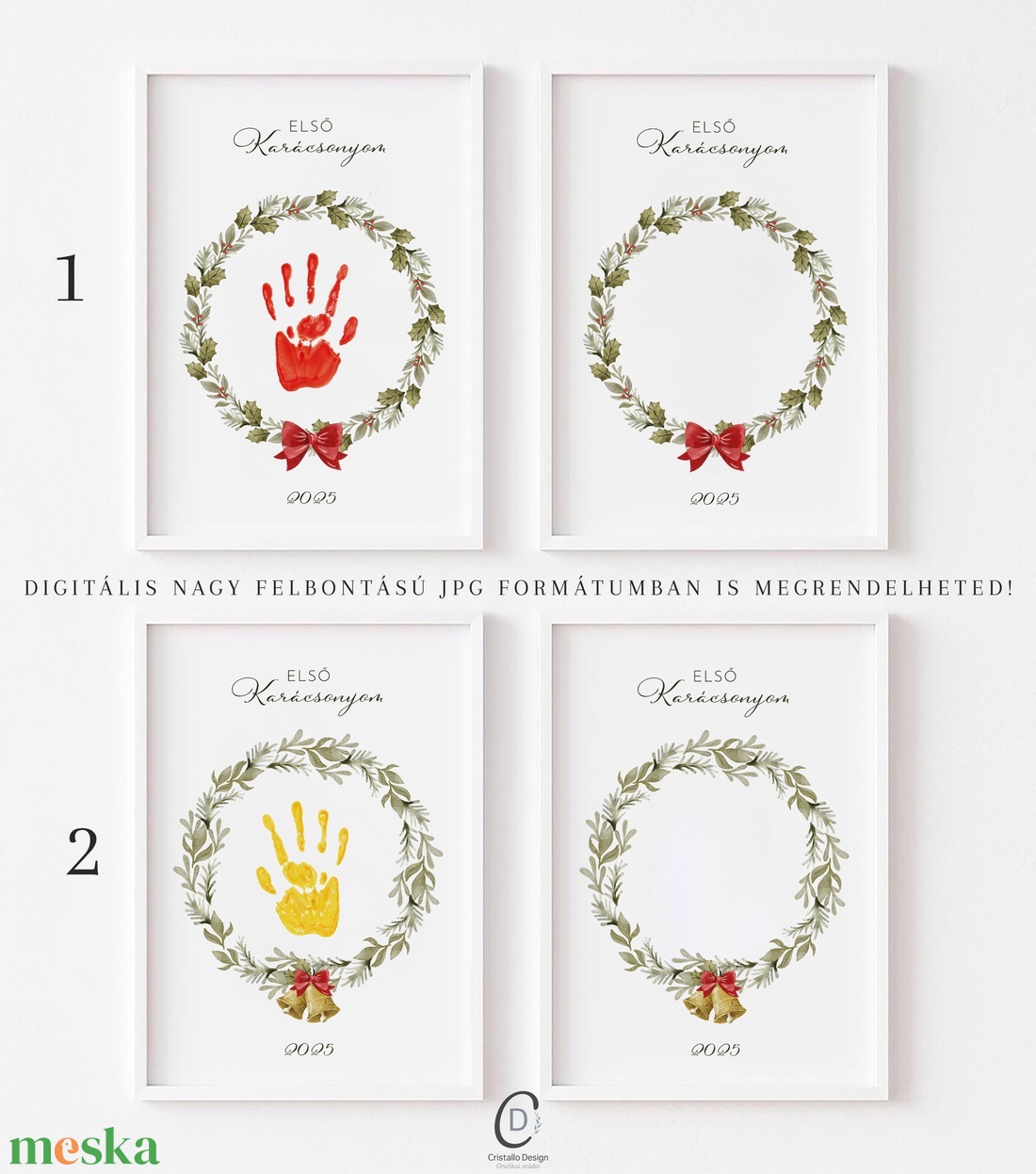 Karácsonyi ajándék, egyedi kézlenyomatos poszter, első karácsony - karácsony - karácsonyi lakásdekoráció - karácsonyi lakásdíszek - Meska.hu