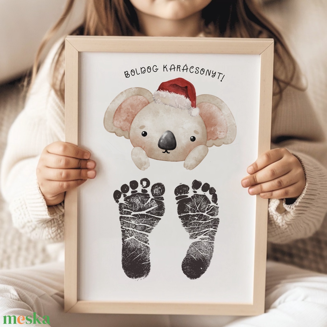 Karácsonyi ajándék, koala macis láblenyomatos poszter - otthon & életmód - dekoráció - kép & falikép - poszter - Meska.hu