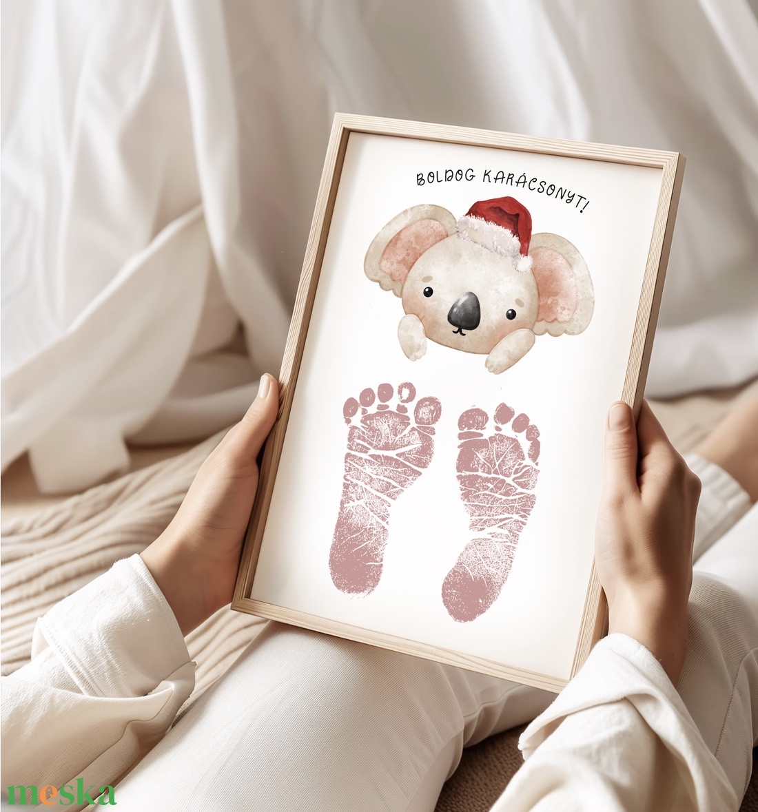 Karácsonyi ajándék, koala macis láblenyomatos poszter - otthon & életmód - dekoráció - kép & falikép - poszter - Meska.hu